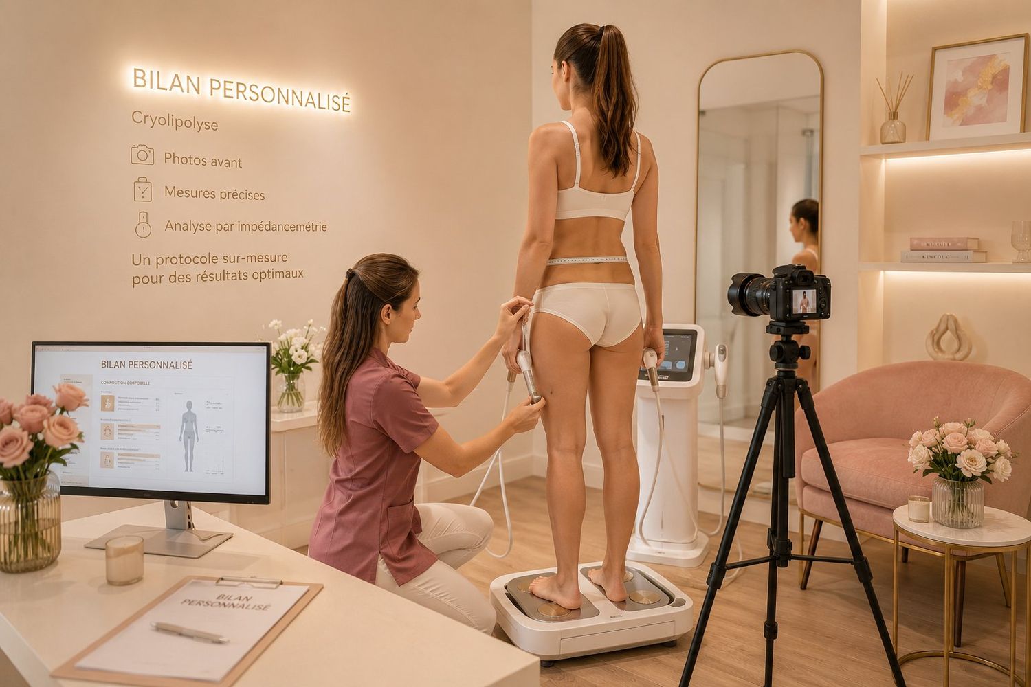 Bilan personnalisé cryolipolyse avec impédancemétrie et photos à Nice — Samantha Esthétique