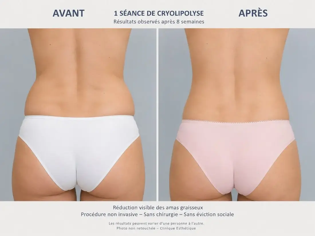 Cryolipolyse avant après taille dos Nice — résultats